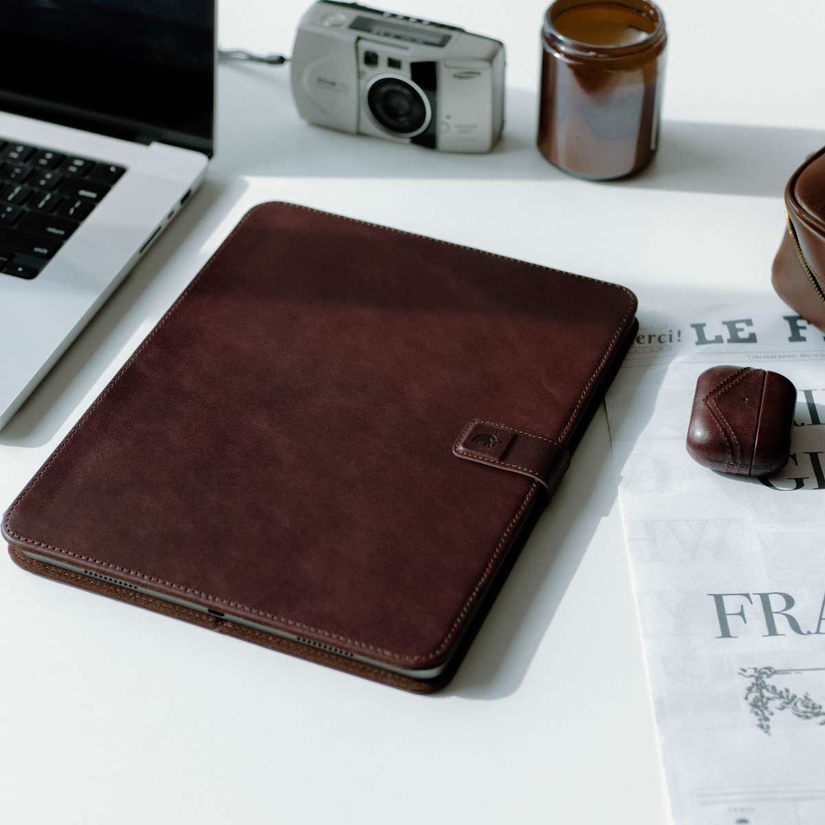 Leather iPad Case - Bourbon