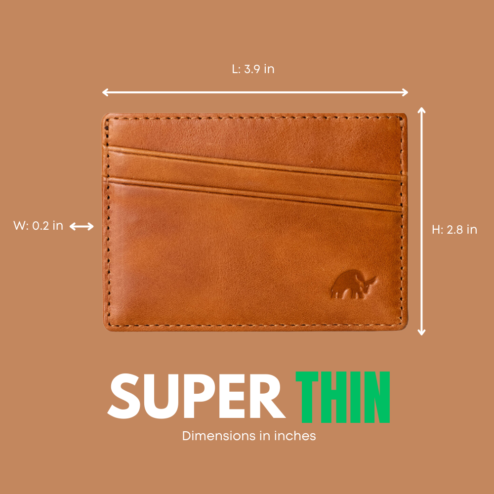 Leather Nav card holder, SIENNA; L: 3.9 in; W: 0.2 in; H: 2.8 in; SUPER THIN; Dimensions in inches