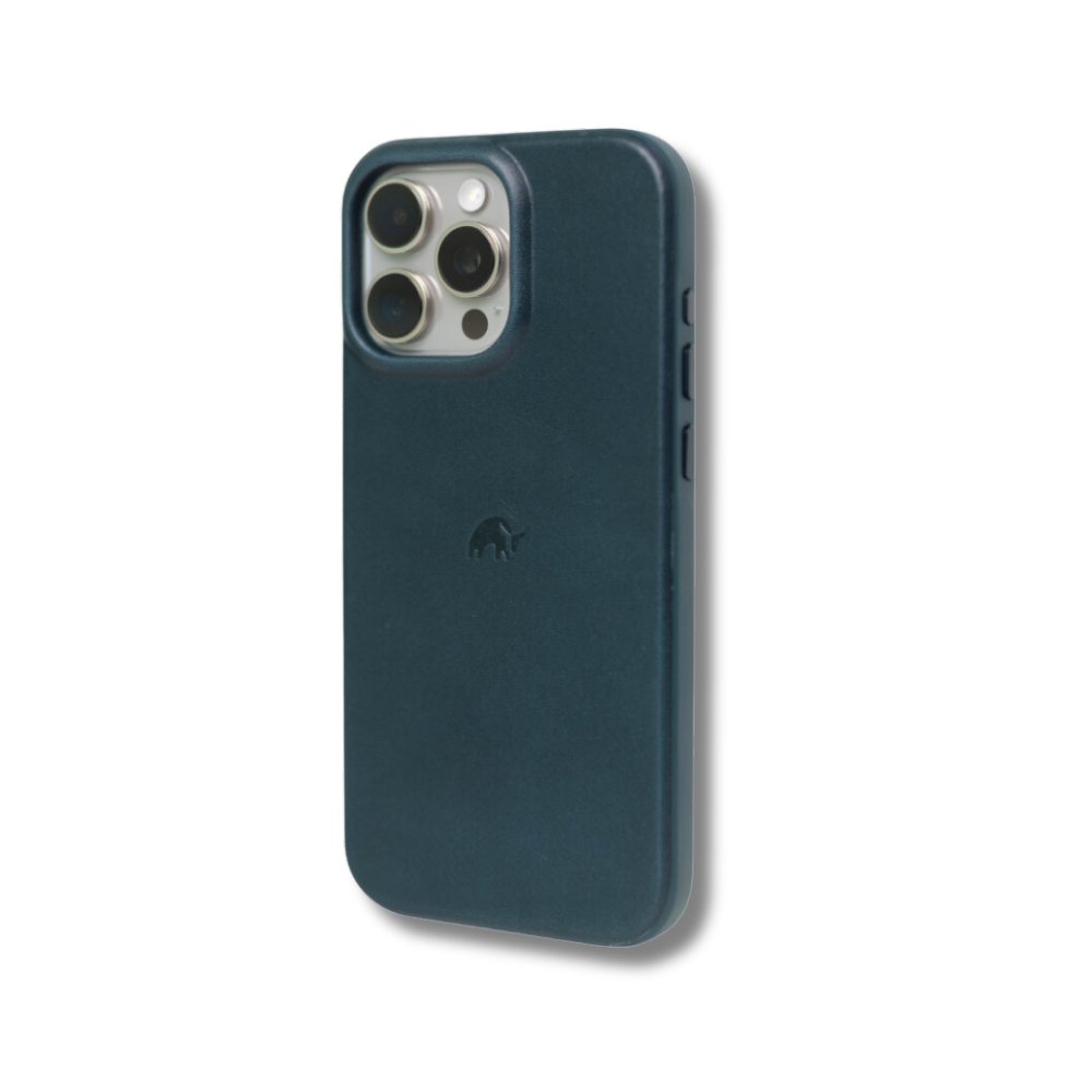 The Minimalist Case - OCEAN, a dark blue iPhone case with a logo