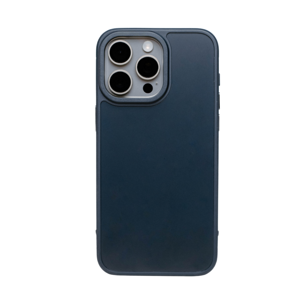 Front view of a navy blue phone case for iPhone 13 Pro