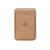 Leather Magnetic Wallet in Dune, featuring a card slot and embossed logo