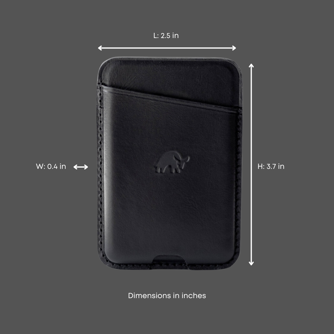 Magnetic Popper Wallet - BLACK EDITION; L: 2.5 in; W: 0.4 in; H: 3.7 in; Dimensions in inches