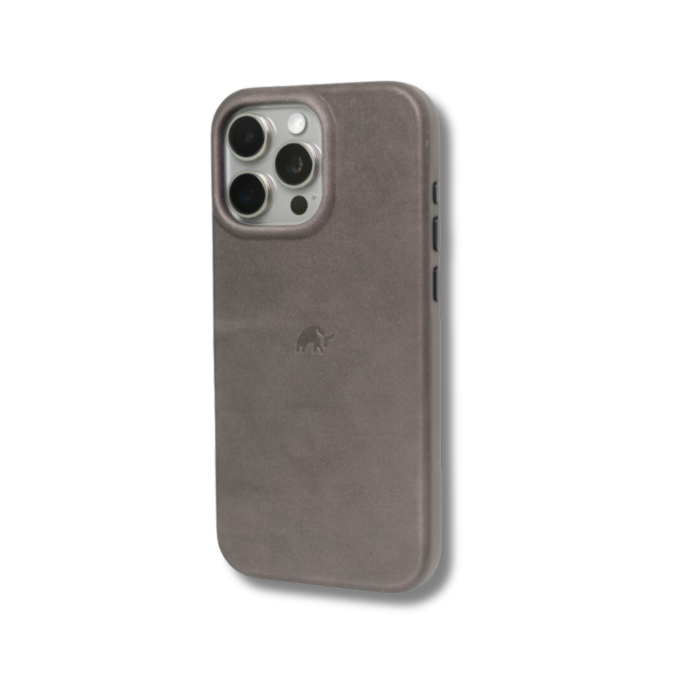 The Flex Case in slate color for iPhone 16, showing back view with camera cutout.
