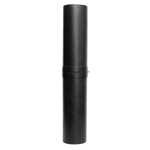 Black leather desk mat rolled up, suitable for minimalist setups