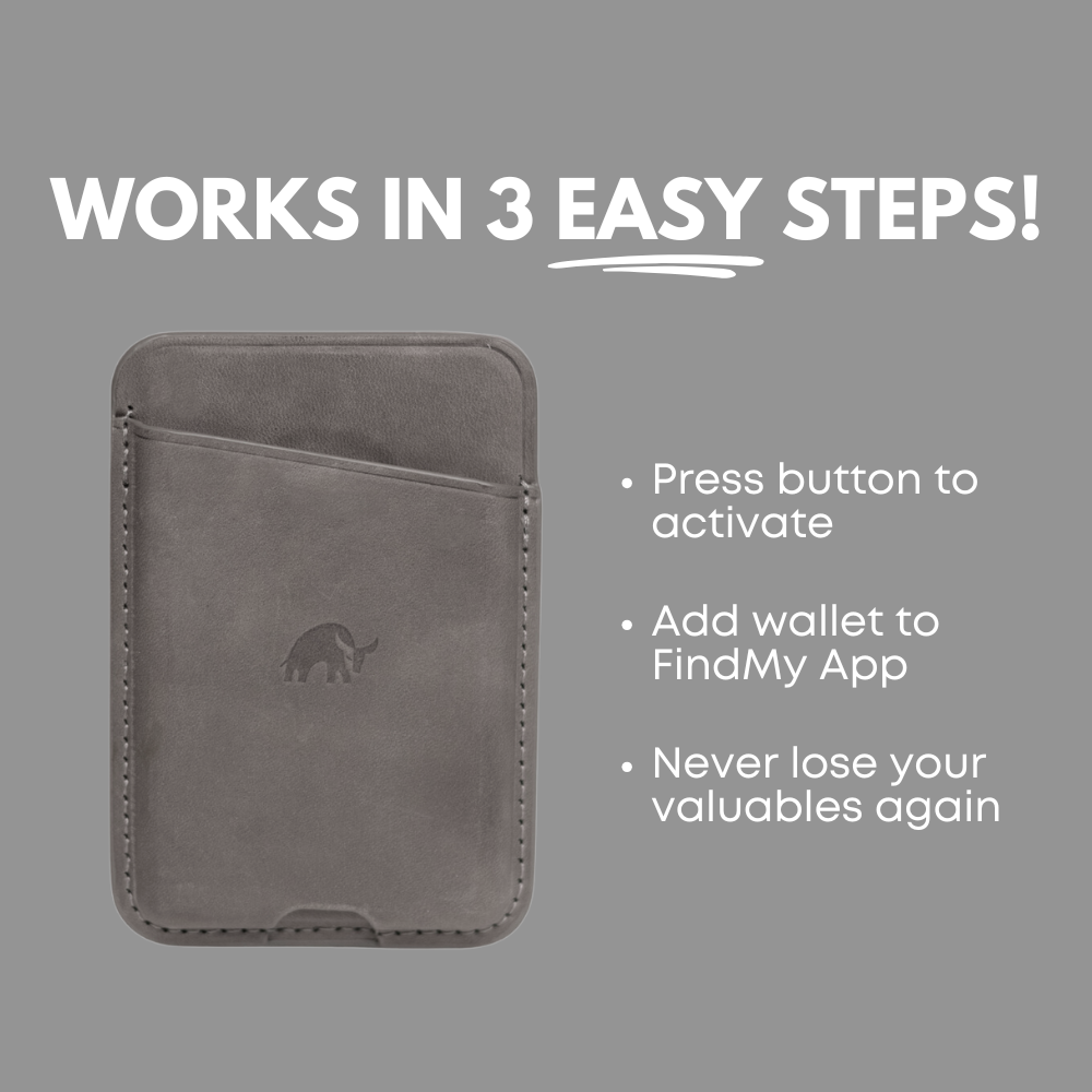 NavSafe wallet - WORKS IN 3 EASY STEPS! Press button to activate Add wallet to FindMy App Never lose your valuables again