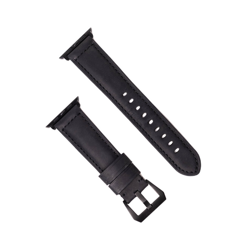 Leather Apple Watch Strap - Matte Black
