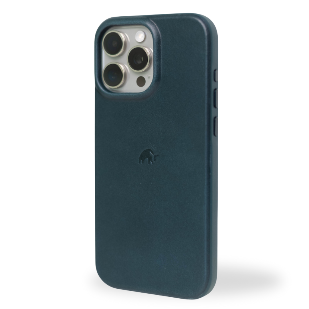 The Minimalist Case - OCEAN, a dark blue iPhone case with a logo