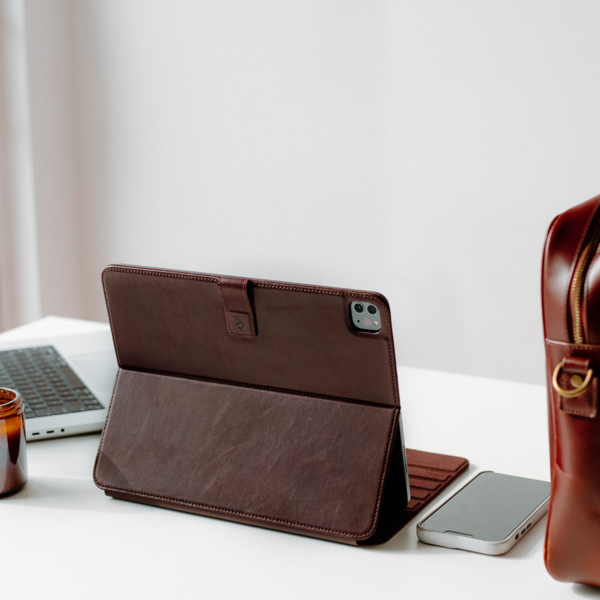 Leather iPad Case - Bourbon