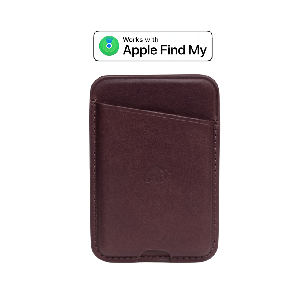 Bourbon Leather Magnetic Wallet with Apple Find My feature