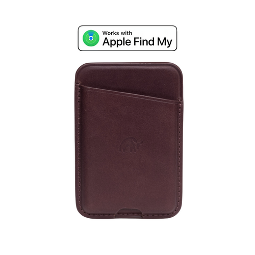 Bourbon Leather Magnetic Wallet with Apple Find My feature