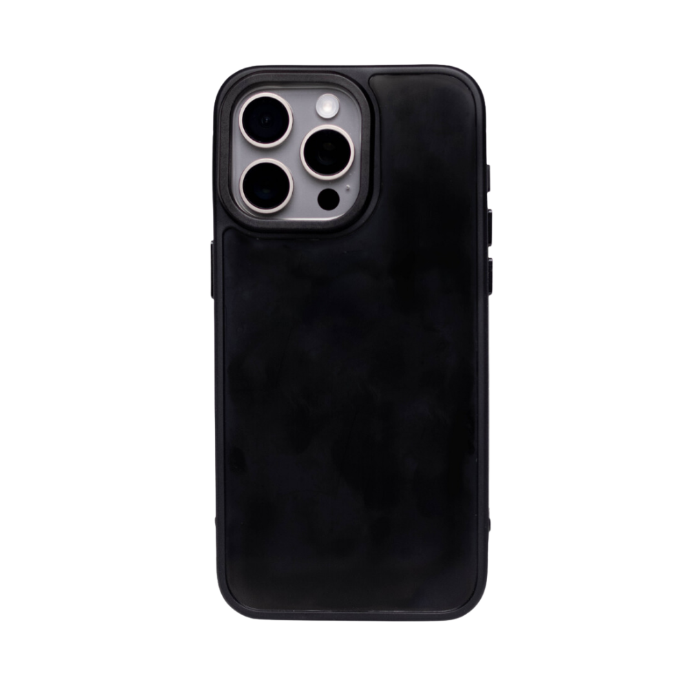 Black phone case for iPhone with camera cutout