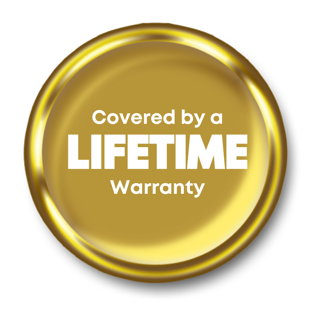 Gold seal stating 'Covered by a LIFETIME Warranty'