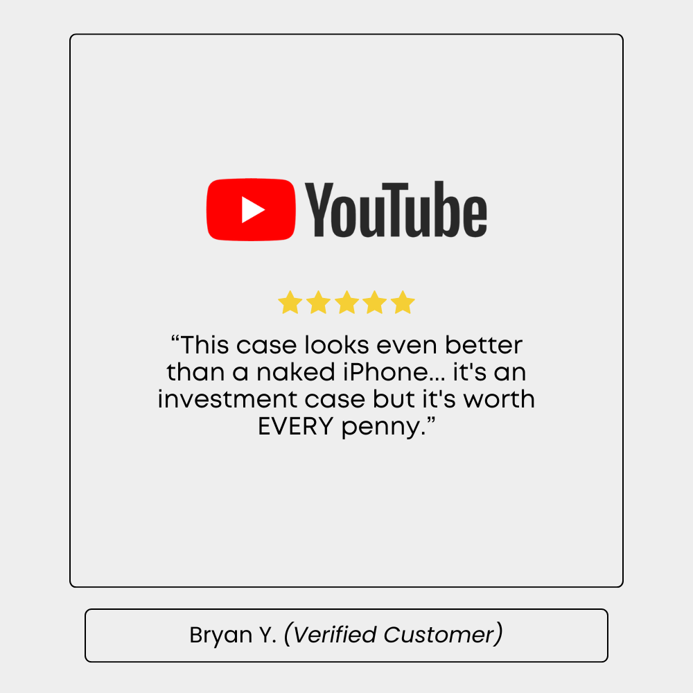 YouTube logo with a customer review: