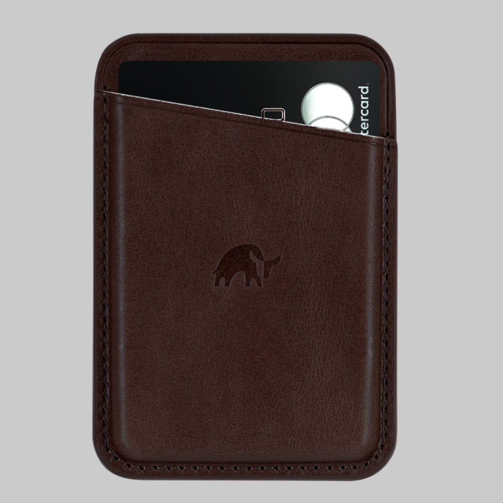 Leather Magnetic Wallet in Bourbon color with card slot