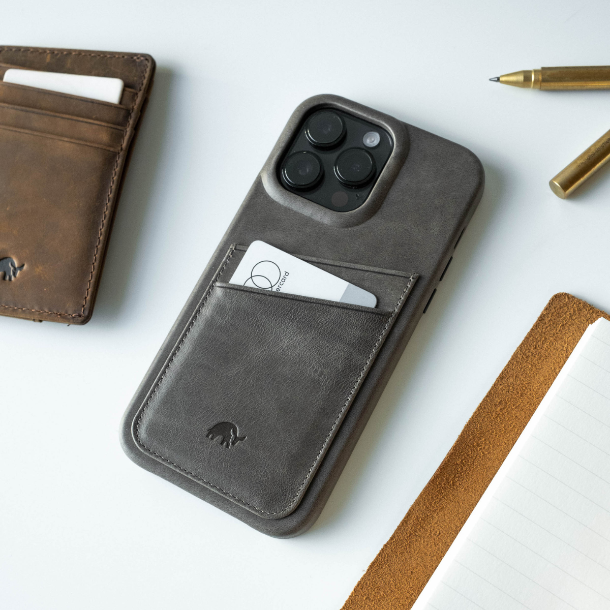 The Minimalist Portfolio Case in Slate color with card slot and camera cutout