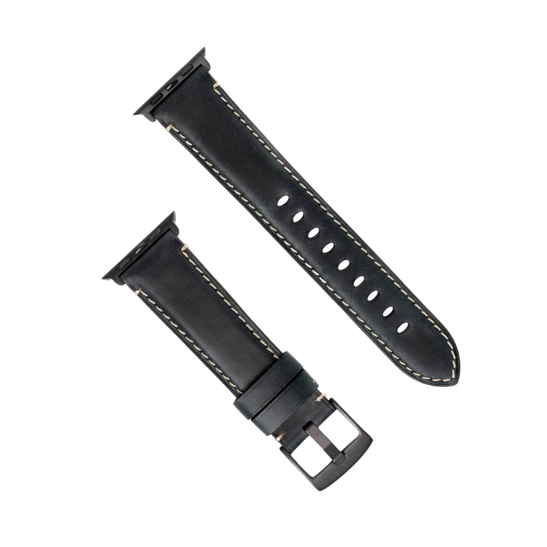 Leather Apple Watch Strap - Black Edition