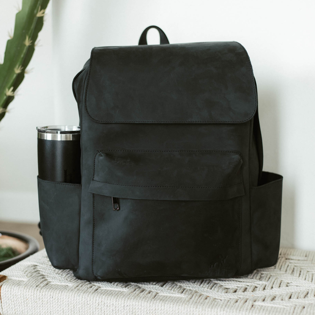 black bulker laptop backpack black Bullstrap Leather Rugged Backpack