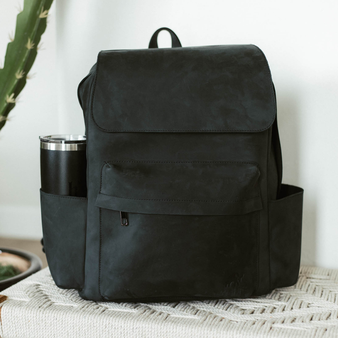 Black Leather Backpack - Unique, store Durable