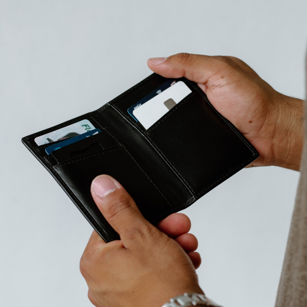 Leather Nav Messenger Wallet - BLACK EDITION