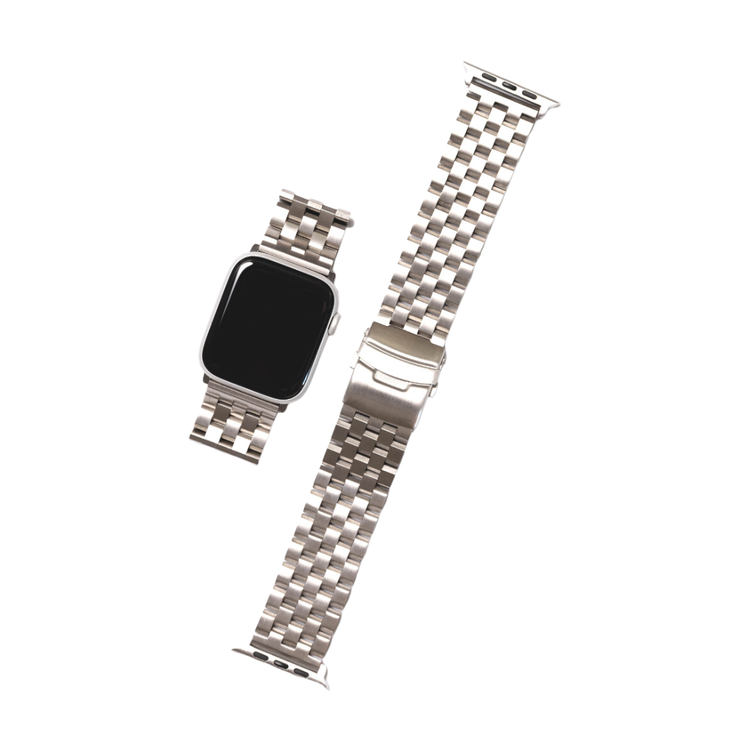 Black / Silver Jubilee Stainless Steel Metal Apple Watch Band 