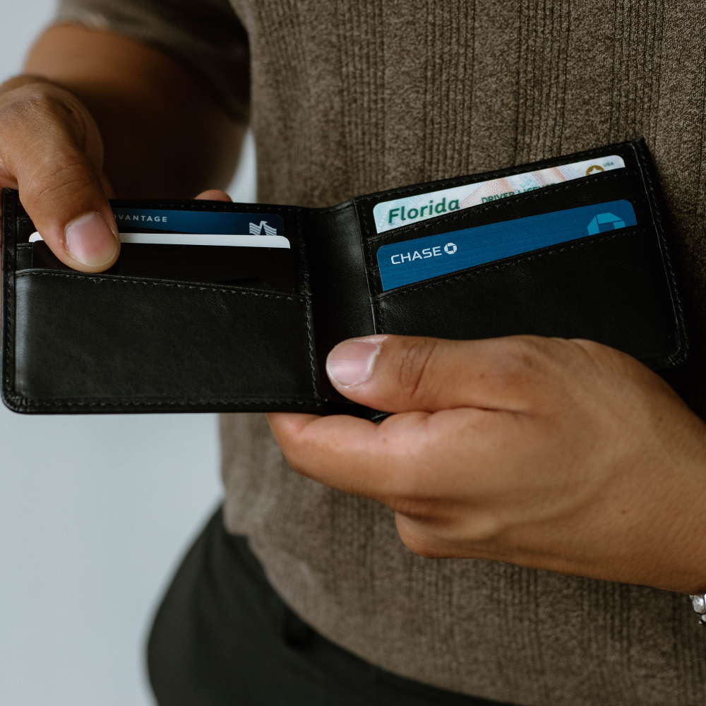 Leather Nav Bifold Wallet - BLACK EDITION