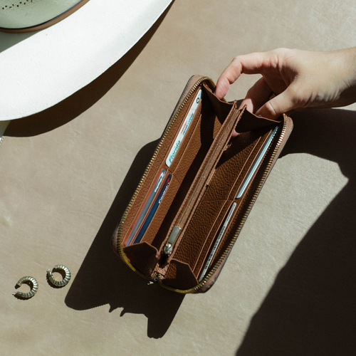 The Dolly Nav Zipper Wallet  - Saddle
