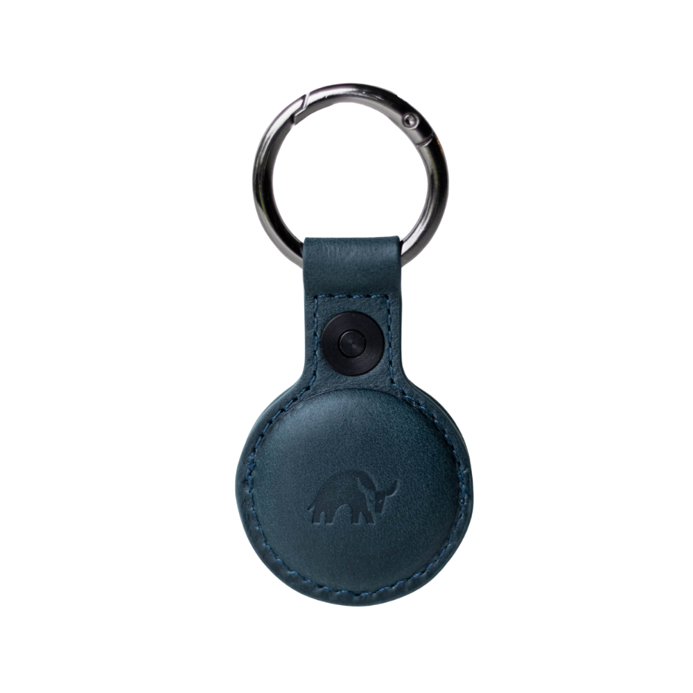 BullTag for AirTag in ocean color with a bull logo on keychain