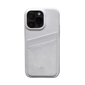 Minimalist white iPhone case with card slot