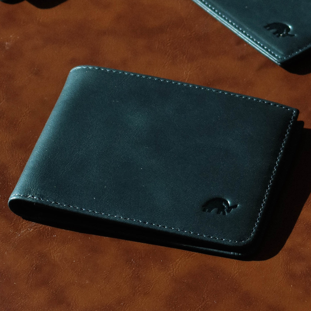 Leather Nav Bifold Wallet - OCEAN