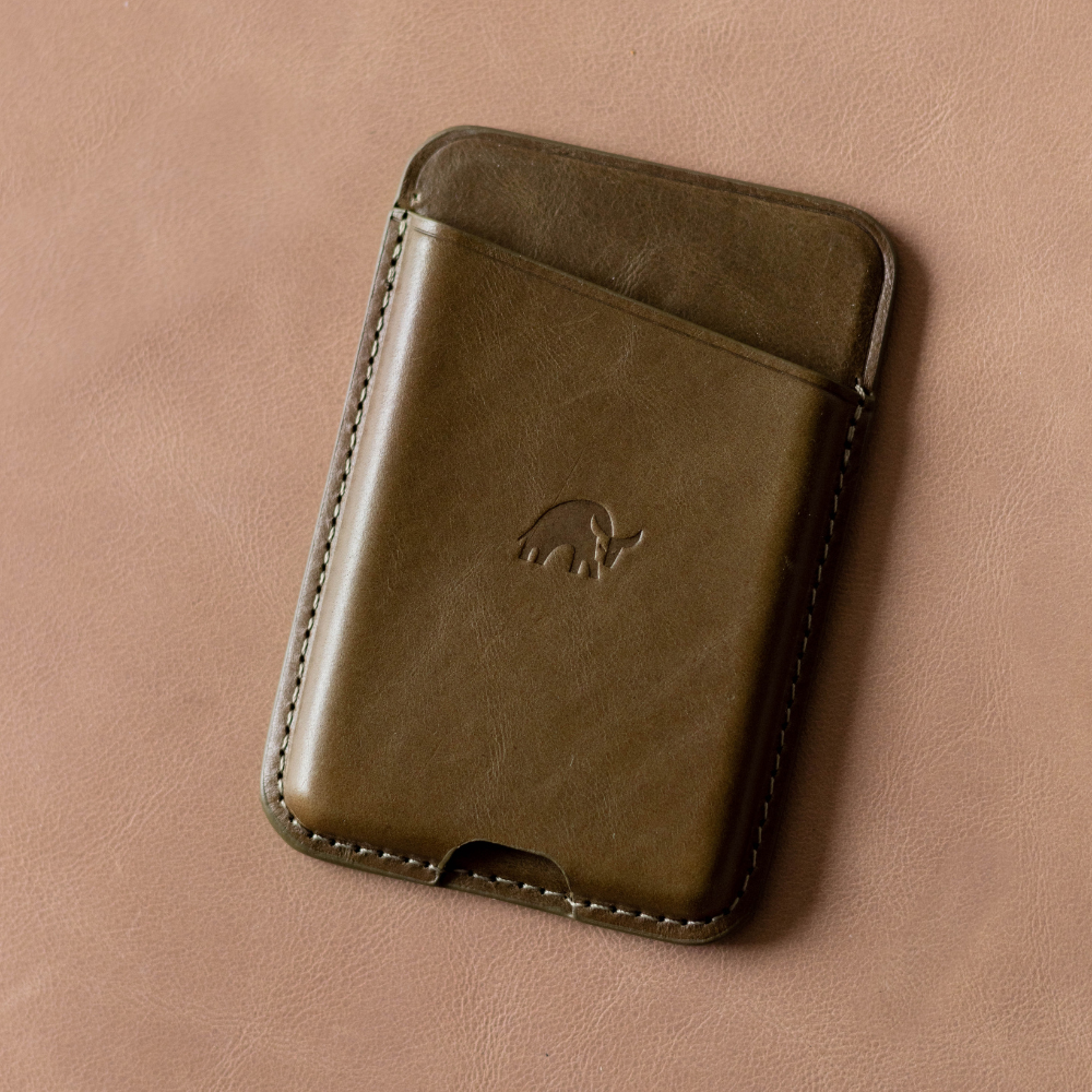 Leather NavSafe Wallet in brown with embossed logo