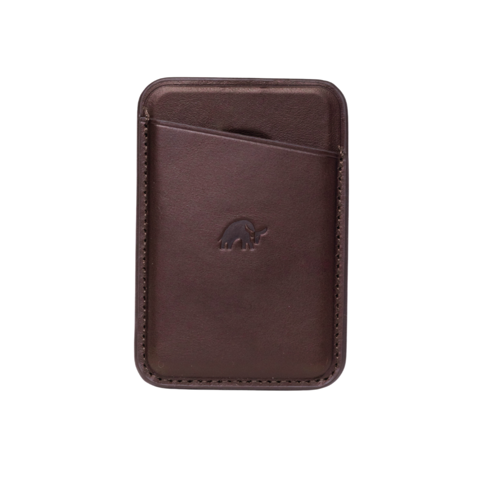 Leather Magnetic Wallet - Slate with a front pocket and embossed bull logo