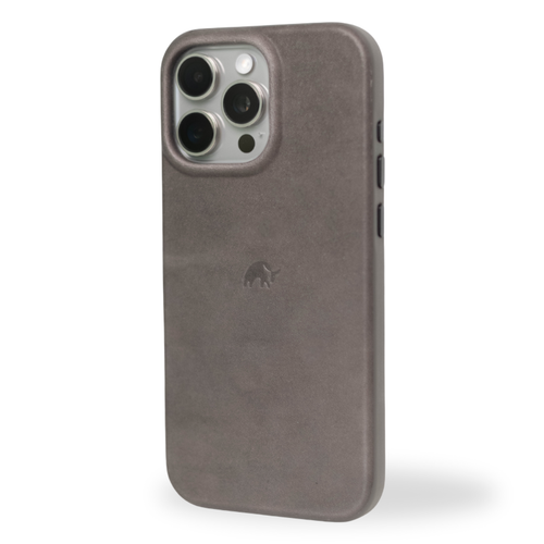 The Flex Case in slate color for iPhone 16, showing back view with camera cutout.
