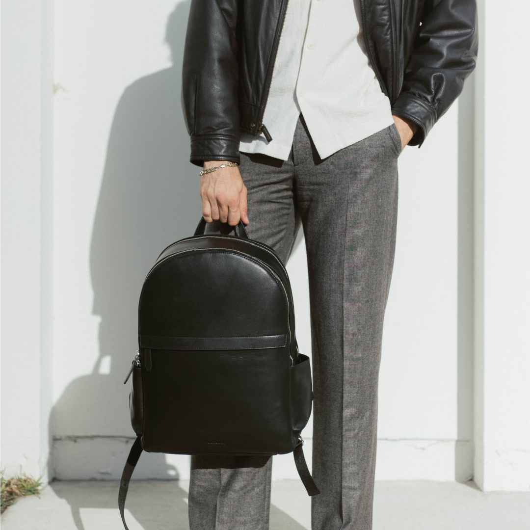 black leather men backpack Commuter Backpack – Bullstrap