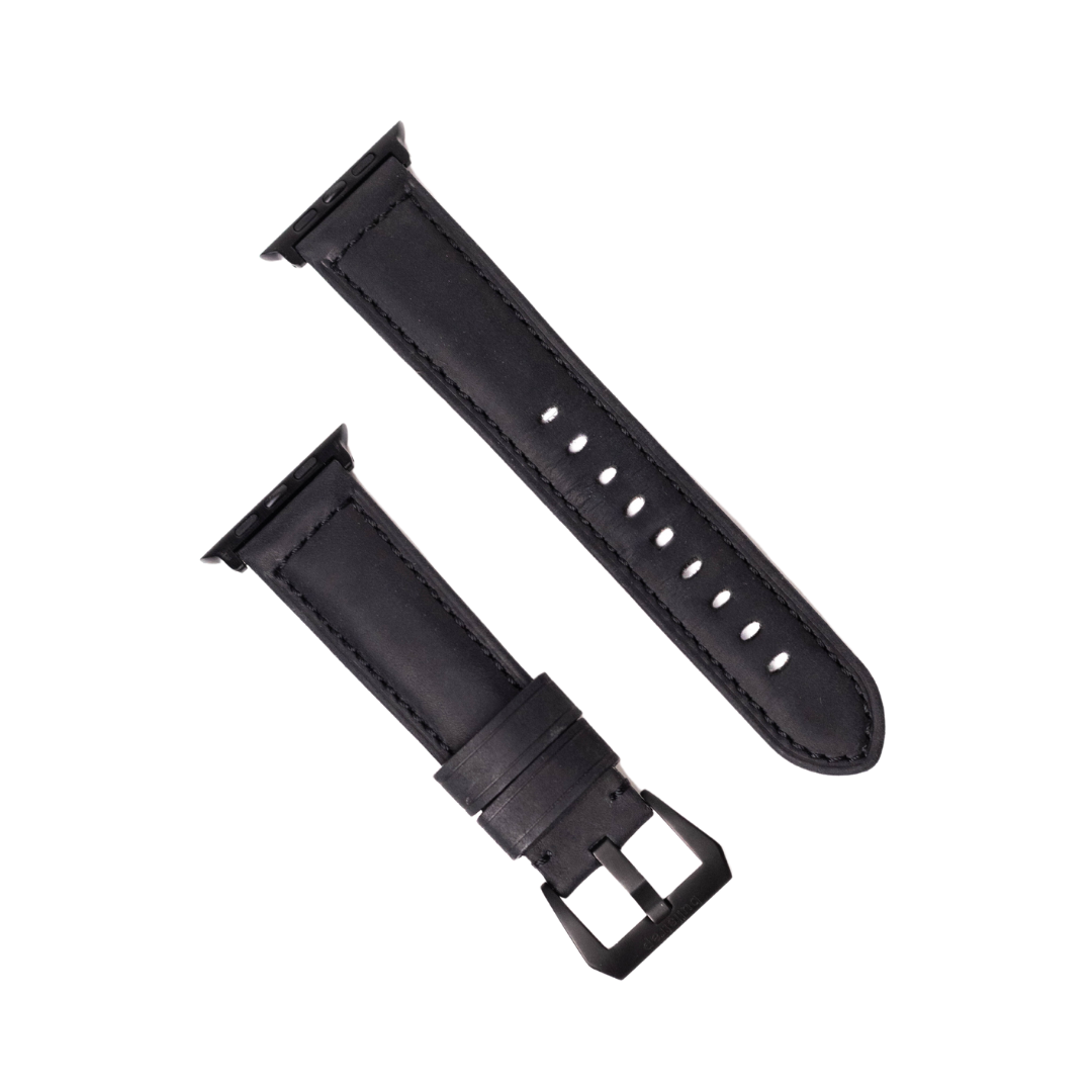 Black Leather Apple Watch Bands for Sale | Bullstrap®