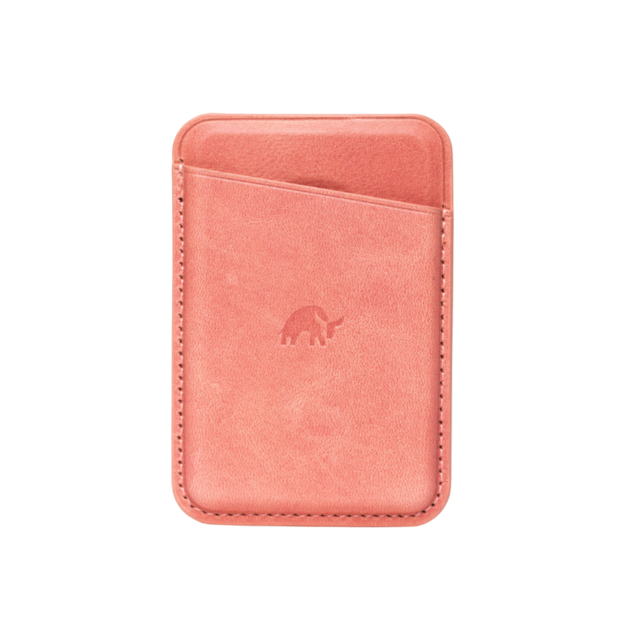 Leather Magnetic Wallet in South Beach color, featuring a front pocket and embossed logo.