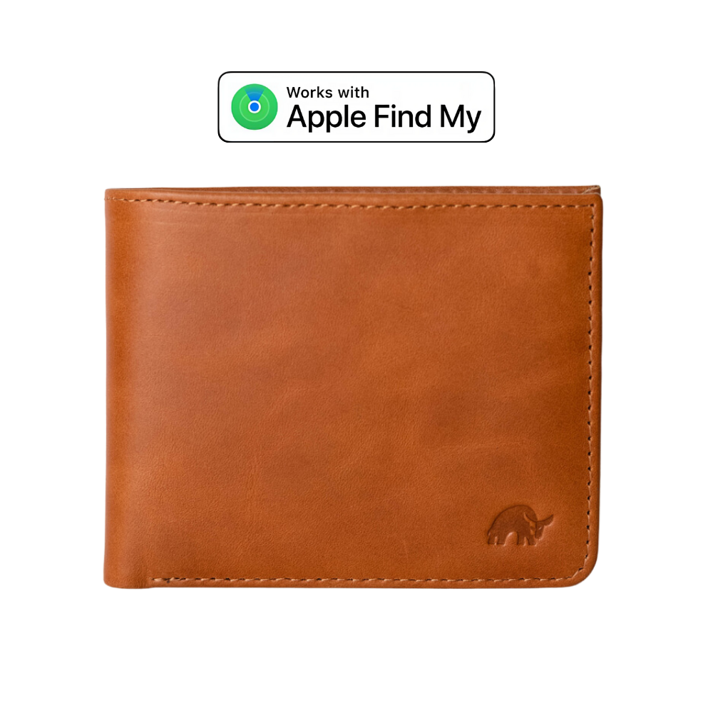 Leather Nav Bifold Wallet in Slate with Apple Find My compatibility