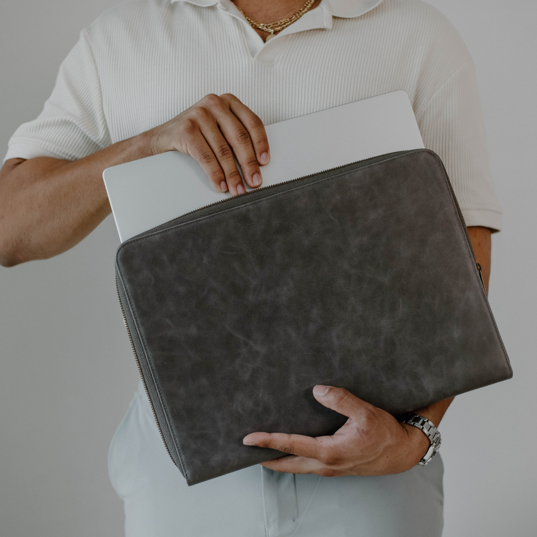 Leather Laptop Sleeve - SLATE