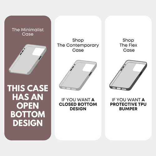 Bourbon-colored Minimalist phone case showing open-bottom frame for charging port access