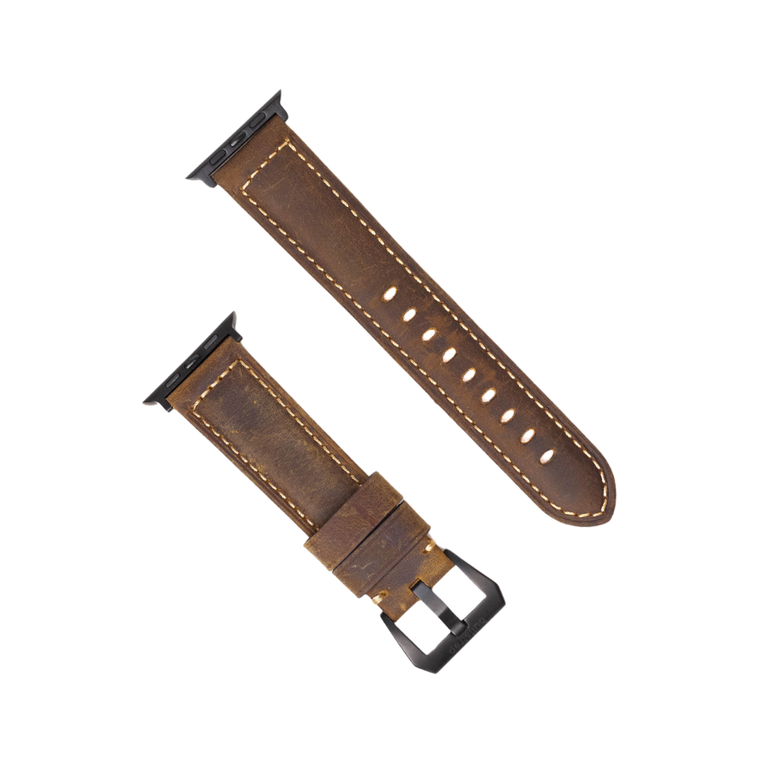 Brown leather strap for Apple Watch with black buckle