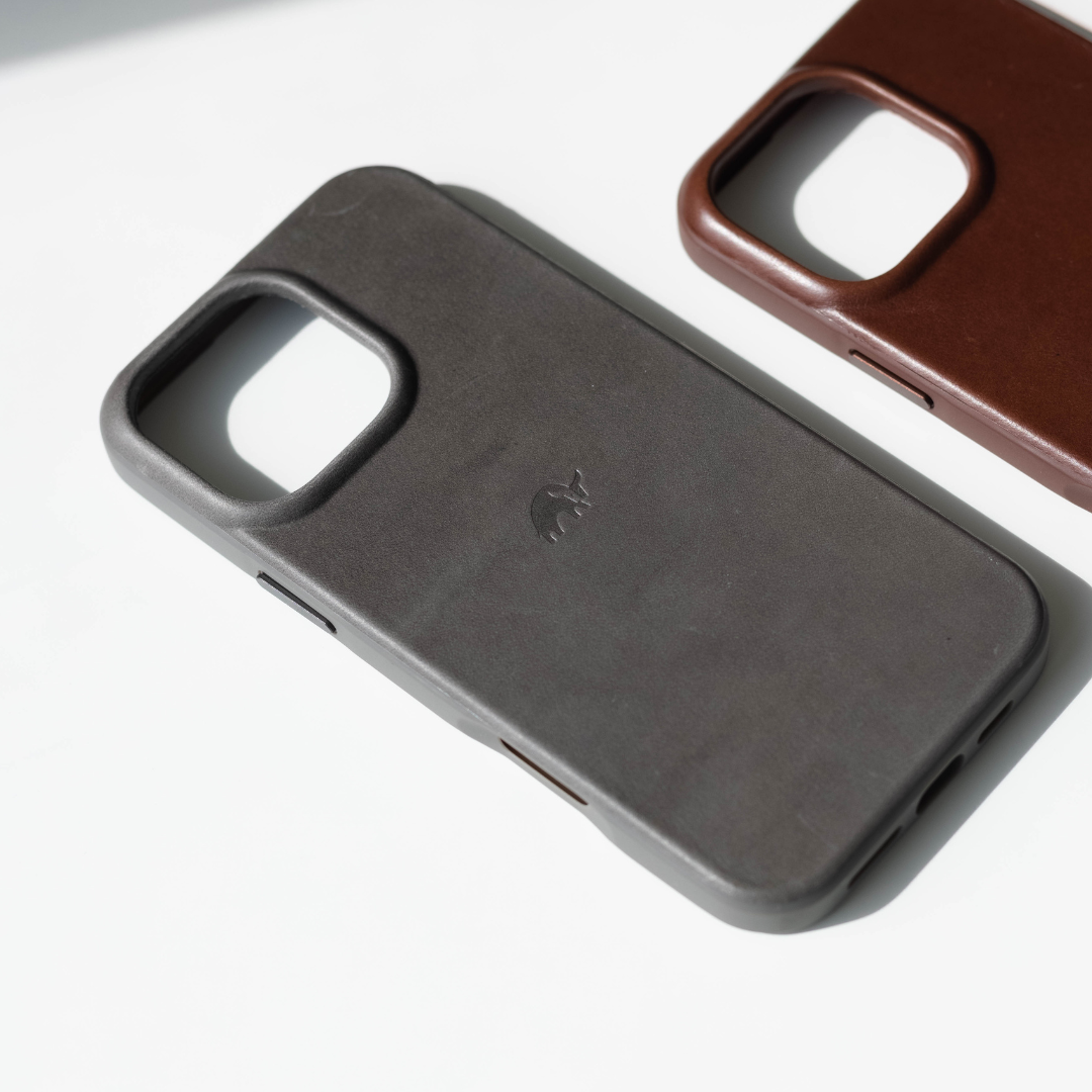 The Flex Case in Slate color, showcasing its sleek design and texture.