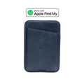 Leather Magnetic Wallet in Ocean color with Apple Find My compatibility and a bull logo