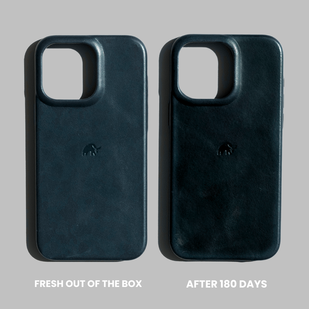 Comparison of The Flex Case - OCEAN, fresh out of the box and after 180 days of use.