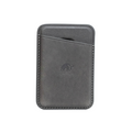 Slate leather magnetic wallet with a front pocket and embossed bull logo