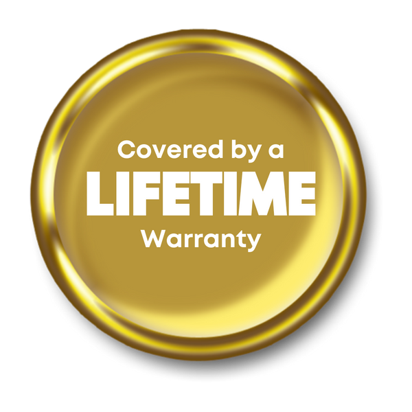 Gold seal stating 'Covered by a LIFETIME Warranty'