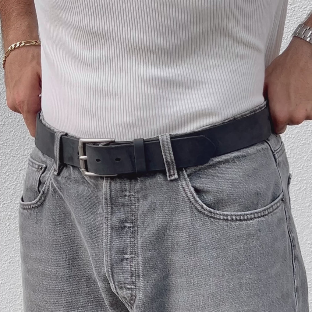 Rugged Leather Belt - Black Edition