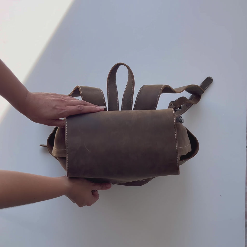 Leather Rugged Backpack - Terra
