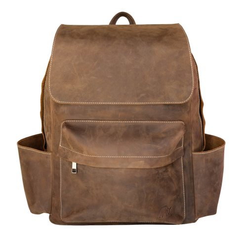 backpack heavy duty leather bottom Leather Rugged Backpack