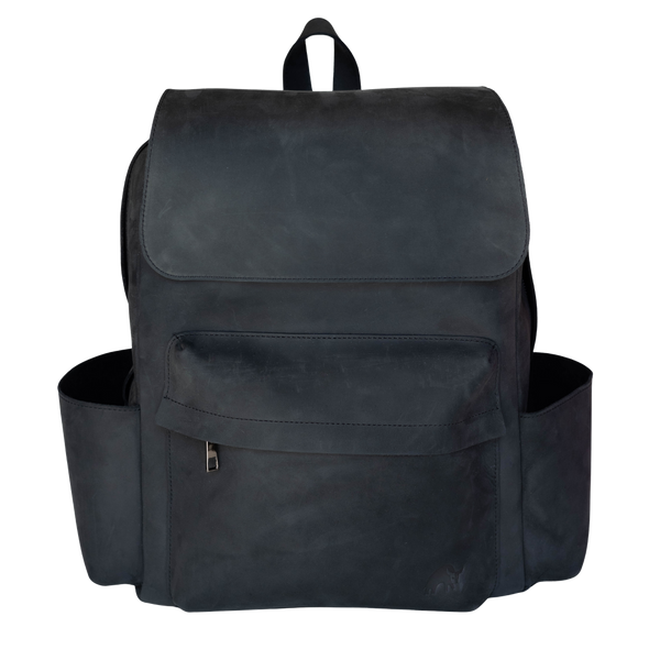 black and silver leather backpack Bullstrap Leather Rugged Backpack