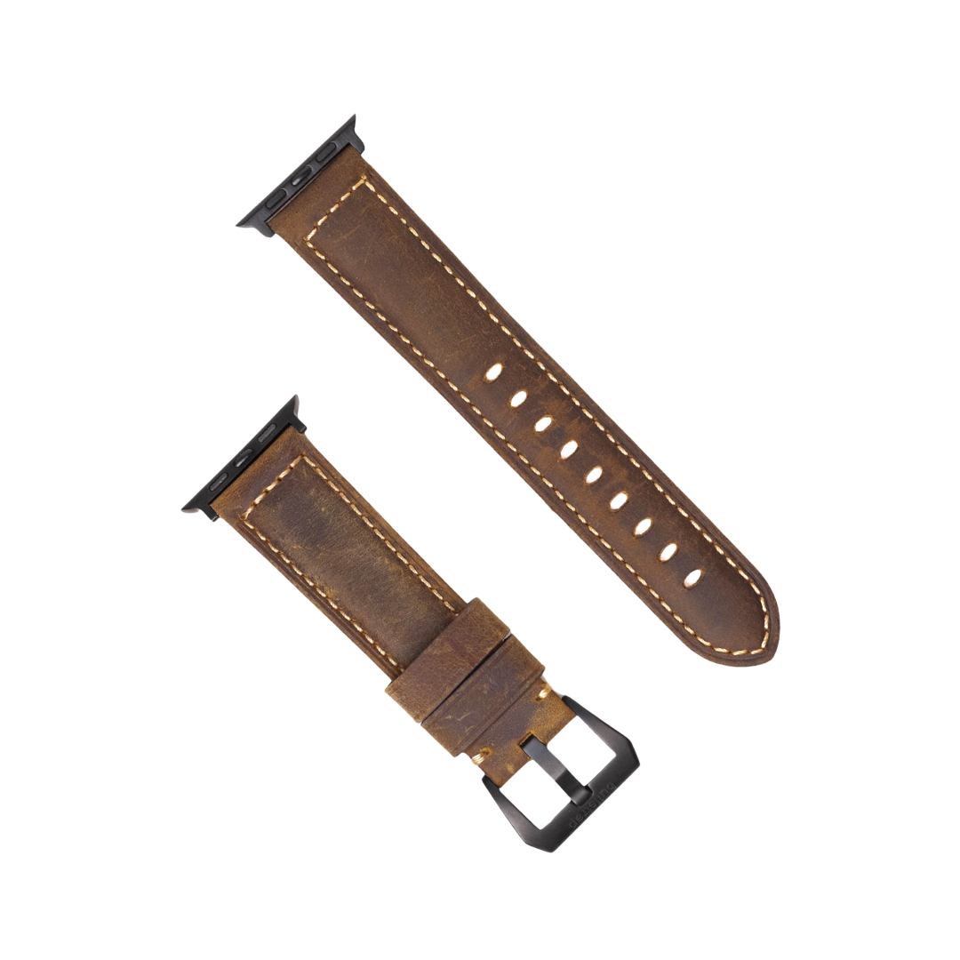Premium Leather Apple Watch Strap from Bullstrap | Leather Apple Watch Strap - Terra | Silver Hardware | Apple Watch SE
