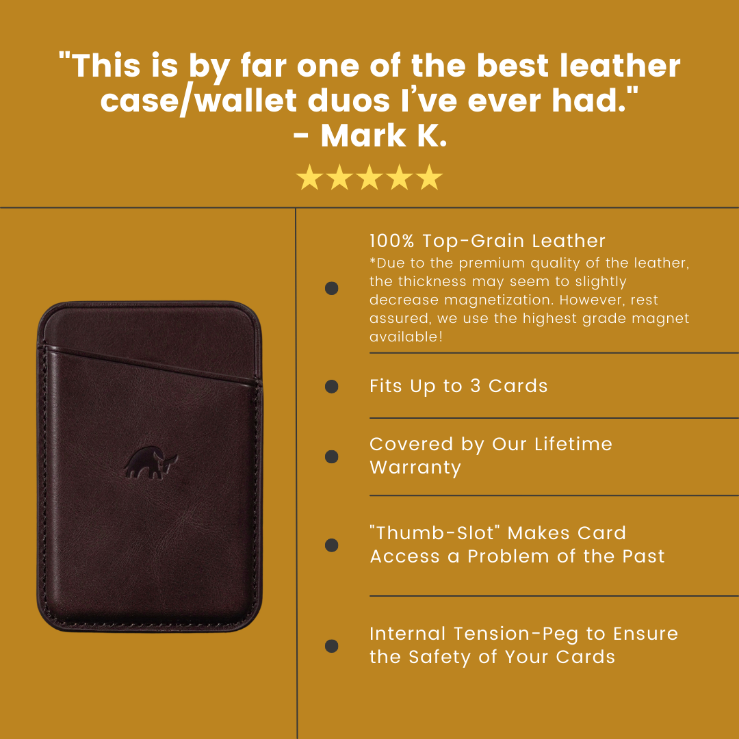 Leather Magnetic Wallet - BOURBON
